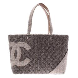 Pre Owned Chanel Grey Tweed Cambon Line Large Tote 