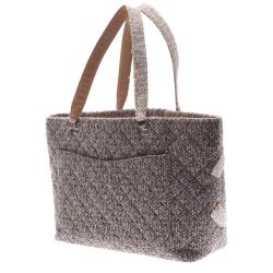 Pre Owned Chanel Grey Tweed Cambon Line Large Tote 