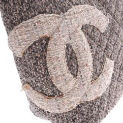 Pre Owned Chanel Grey Tweed Cambon Line Large Tote 