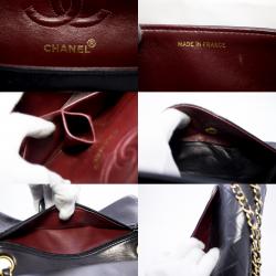 مملوكة مسبقًا Chanel Black Lambskin Leather Double Flap Chain Shoulder Bag 