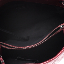 Pre Owned Chanel Metallic Red Caviar Leather Shopper Tote