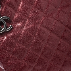 Pre Owned Chanel Metallic Red Caviar Leather Shopper Tote