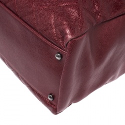 Pre Owned Chanel Metallic Red Caviar Leather Shopper Tote
