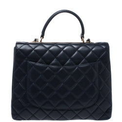 Pre Owned Chanel Blue Lambskin Leather Trendy CC Large Top Handle Bag