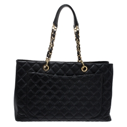 Pre Owned Chanel Black Quilted Caviar Leather XL Grand Shopper Tote
