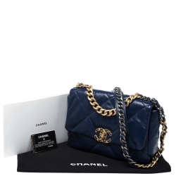 Pre Owned Chanel Blue Quilted Leather 19 Flap Bag