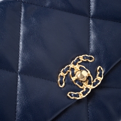 Pre Owned Chanel Blue Quilted Leather 19 Flap Bag