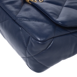Pre Owned Chanel Blue Quilted Leather 19 Flap Bag