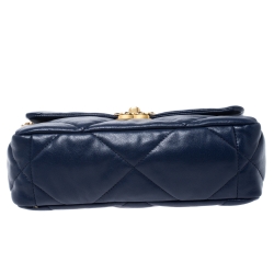 Pre Owned Chanel Blue Quilted Leather 19 Flap Bag