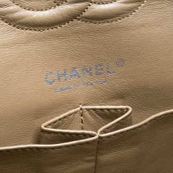 مملوكة مسبقًا حقيبة شانيل قلاب مزدوج كلاسيك متوسطة جلد مبطنة برتقالية