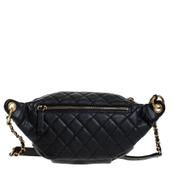 Pre Owned Chanel Black Caviar Leather Bi Classic Belt Bag