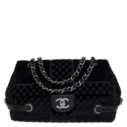 Chanel Black Checkered Velvet Small Shoulder Bag Chanel | TLC