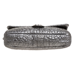 Pre Owned Chanel Metallic Grey Vinyl Rock in Moscow Flap Bag