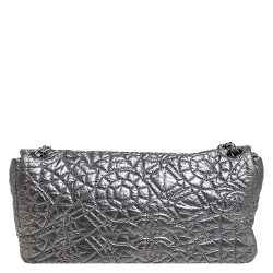 Pre Owned Chanel Metallic Grey Vinyl Rock in Moscow Flap Bag