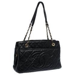 مملوكة مسبقًا Chanel Black Quilted Leather CC Timeless Tote
