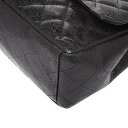 Pre Owned حقيبة شانيل ماكسي قلاب كلاسيكي جلد كافيار مبطن أسود