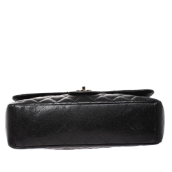 Pre Owned حقيبة شانيل ماكسي قلاب كلاسيكي جلد كافيار مبطن أسود