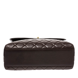 مملوكة مسبقًا حقيبة يد شانيل فينتدج كيلي جامبو جلد مبطن بنية