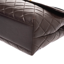 مملوكة مسبقًا حقيبة يد شانيل فينتدج كيلي جامبو جلد مبطن بنية