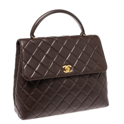 مملوكة �مسبقًا حقيبة يد شانيل فينتدج كيلي جامبو جلد مبطن بنية