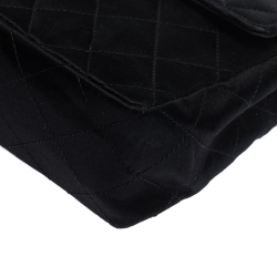 Pre Owned Chanel Black Quilted Satin Vintage Square Flap Bag