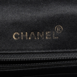 Pre Owned Chanel Black Quilted Satin Vintage Square Flap Bag