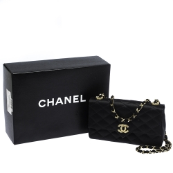 Chanel Black Satin Vintage Crystal CC Small Flap Bag