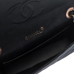 Chanel Black Satin Vintage Crystal CC Small Flap Bag