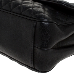 Pre Owned Chanel Black Quilted Caviar Leather Flap Bag