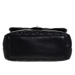 Pre Owned Chanel Black Quilted Caviar Leather Flap Bag
