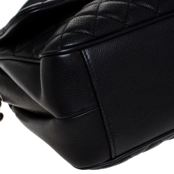 Pre Owned Chanel Black Quilted Caviar Leather Flap Bag