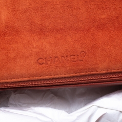 Pre Owned حقيبة شانيل قلاب واحد سويدي مبطن غرز مربعة برتقالي