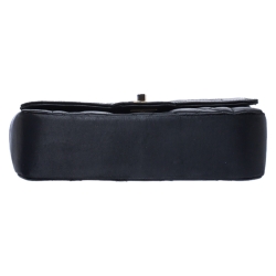 Pre Owned Chanel Black Quilted Satin Mini Vintage Flap Bag