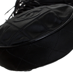 مملوكة مسبقًا حقيبة كروس شانيل ساتان وجلد بشراشيب مستديرة