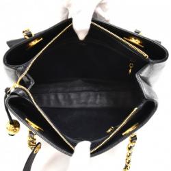 Pre Owned Chanel Black Caviar Leather Front Envelope Pocket Chain Shoulder Bag