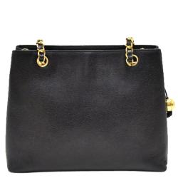 Pre Owned Chanel Black Caviar Leather Front Envelope Pocket Chain Shoulder Bag