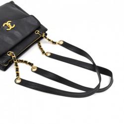 Pre Owned Chanel Black Caviar Leather Front Envelope Pocket Chain Shoulder Bag