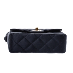 Pre Owned Chanel Black Quilted Satin Top Handle Bag