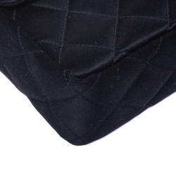 Pre Owned Chanel Black Quilted Satin Top Handle Bag