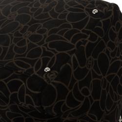 Pre Owned Chanel Black Suede Camelia Embossed Boston bag