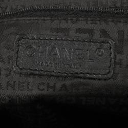 Pre Owned Chanel Black Suede Camelia Embossed Boston bag