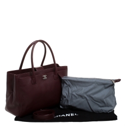 Chanel Burgundy Leather Large Cerf Executive Tote