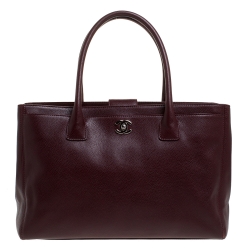 Chanel Burgundy Leather Large Cerf Executive Tote