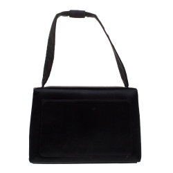 Pre Owned Chanel Black Satin Gold Camellia Vintage Small Bag