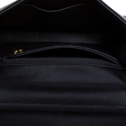 Pre Owned Chanel Black Satin Gold Camellia Vintage Small Bag