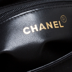 Pre Owned Chanel Black Satin Gold Camellia Vintage Small Bag