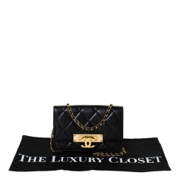 Pre Owned Chanel Black Quilted Leather Golden Class WOC Clutch Bag