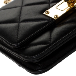 Pre Owned Chanel Black Quilted Leather Golden Class WOC Clutch Bag