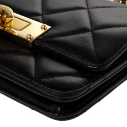 Pre Owned Chanel Black Quilted Leather Golden Class WOC Clutch Bag