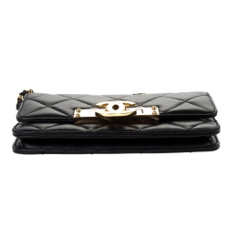 Pre Owned Chanel Black Quilted Leather Golden Class WOC Clutch Bag